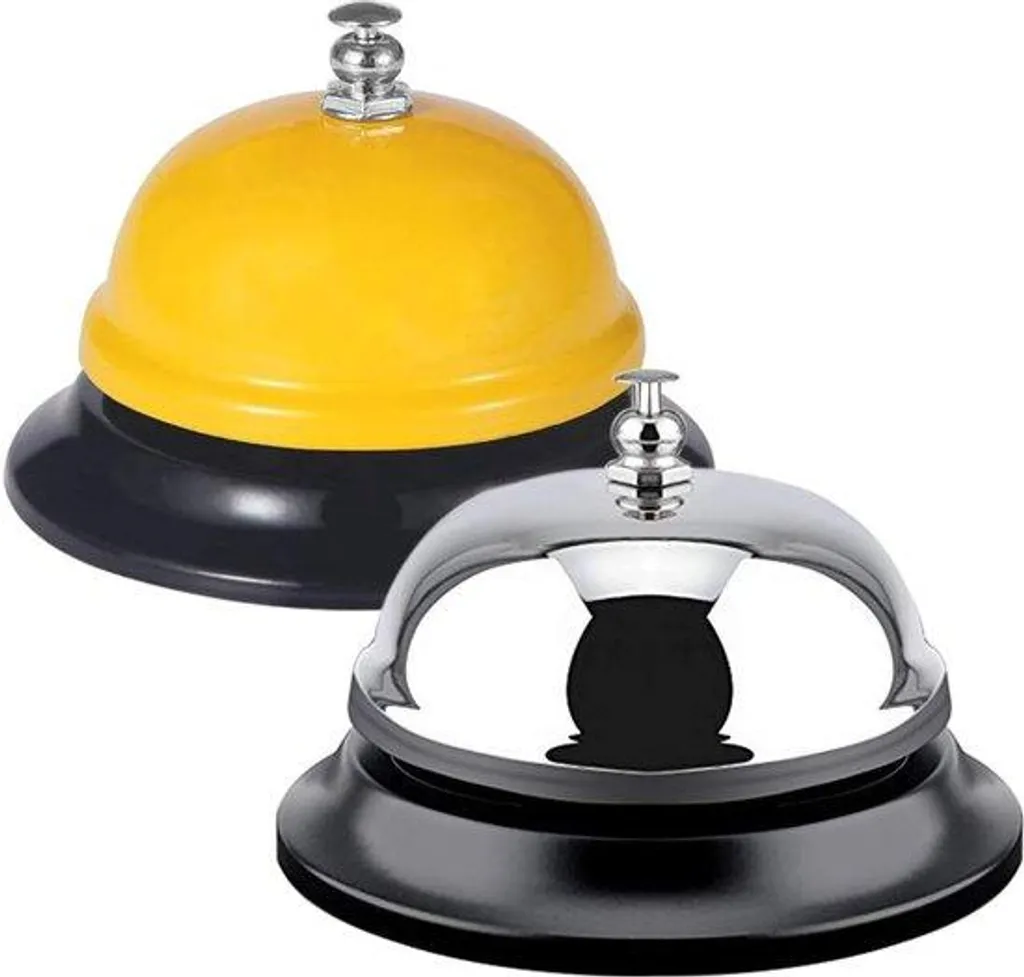 Cloche de table jaune haute visibilité en inox avec socle stable