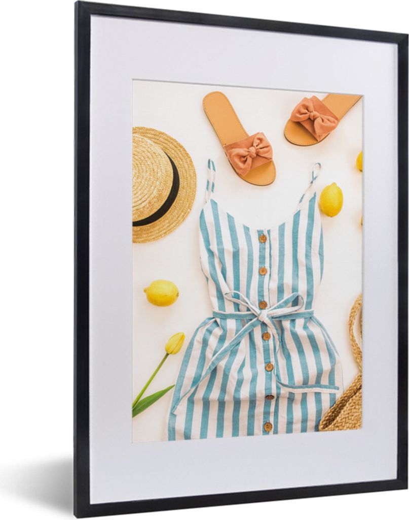 MuchoWow® Gerahmtes Poster Flip-Flops - Overall - Hut 30x40 Produktbild 