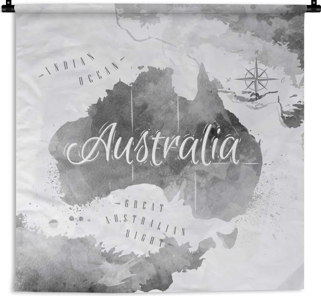 MuchoWow Wandteppich Wandbehang Australien - Weltkarte - Aquarell 60x60 cm Tapisserie Dekoration Wandtuch - Dekorationen - Wand Decke