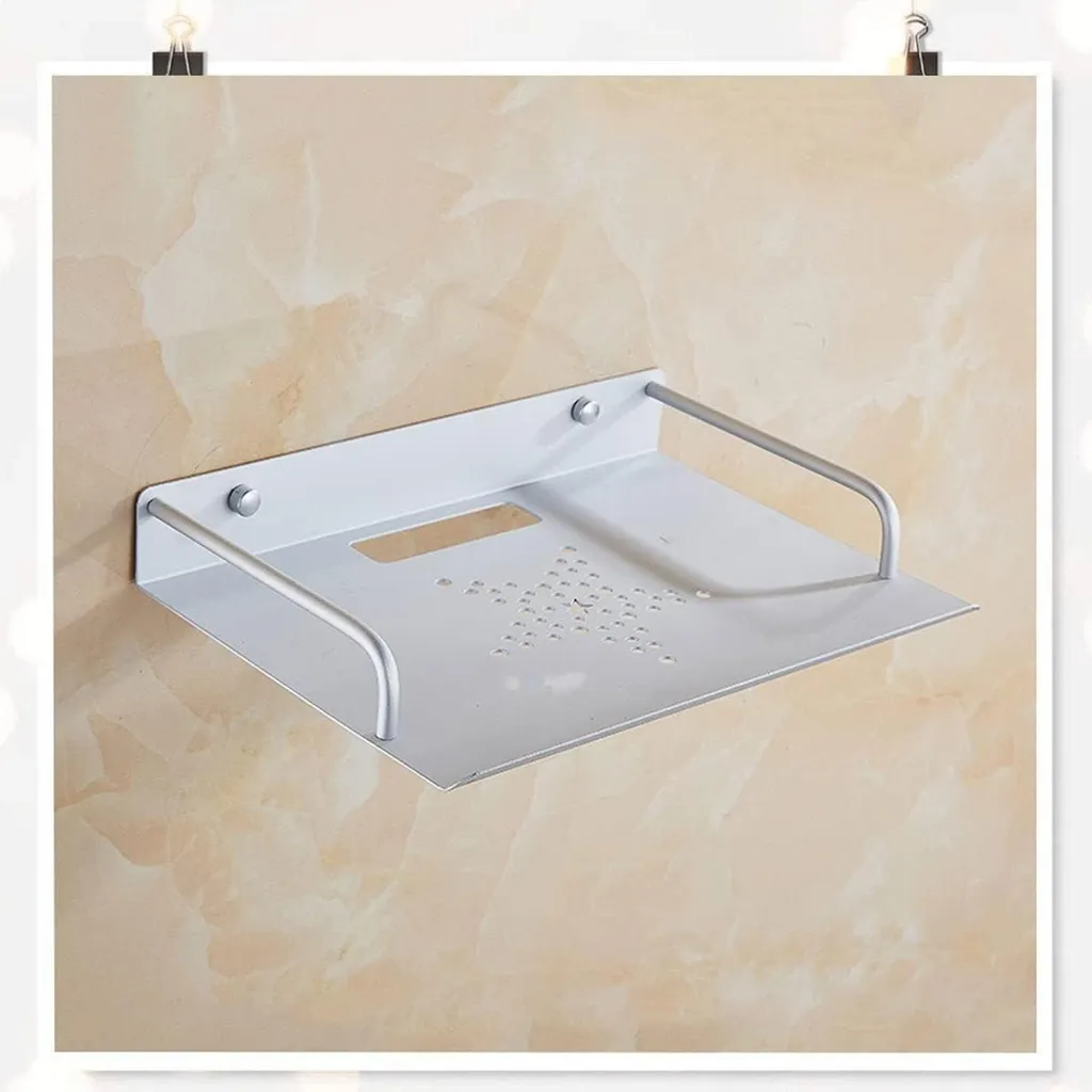 Support Mural pour Box Internet et Répéteur : Plateau Argent 23x16cm - 6