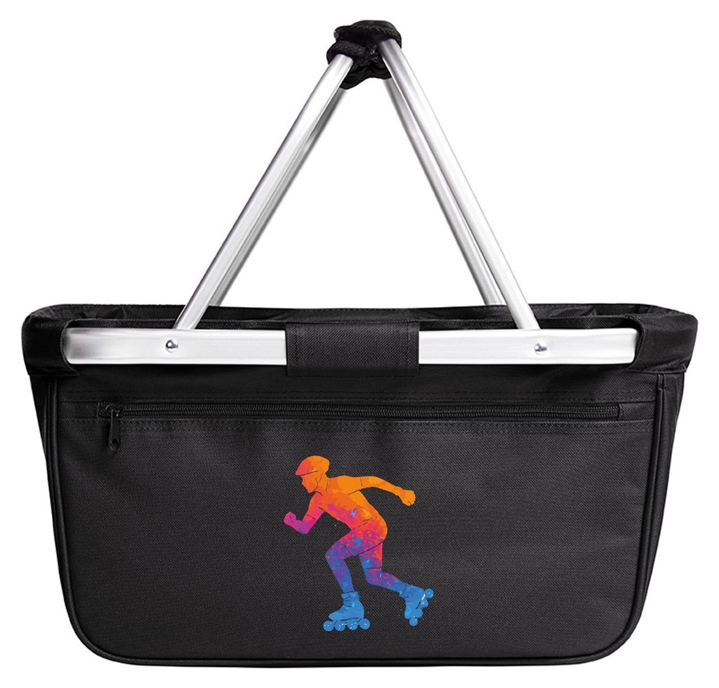 Huuraa Einkaufskorb Inline Skating bunte Silhouette 20 Liter Black faltbarer Tragekorb Geschenkidee