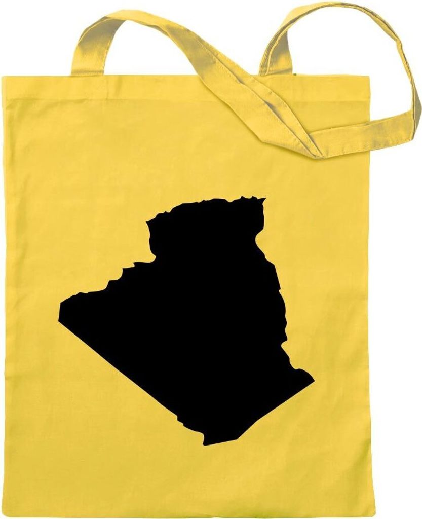 Kiwistar - Baumwolltasche - gelb - Algerien Umriss Kontur - Tragetasche Stoffbeutel Umhängetasche langer Henkel