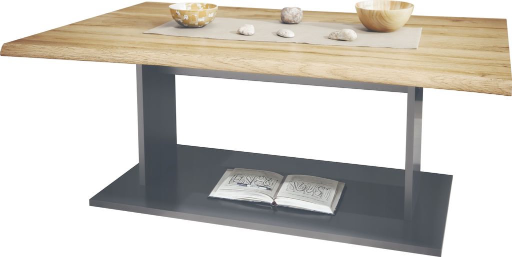 Vladon Couchtisch Beistelltisch Wohnzimmertisch Melo, Germany, in Anthrazit mit Tischplatte in Eiche Natur 102 x 40 x 67,5 cm