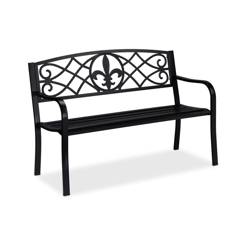 Banc de jardin Relaxdays, motif Fleur de Lis, 2 places, Image du produit 