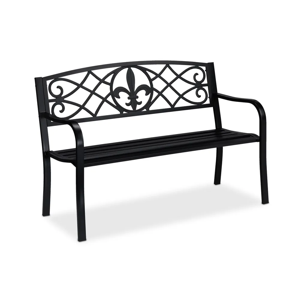 Banc de jardin romantique style rétro en métal pour parc et terrasse