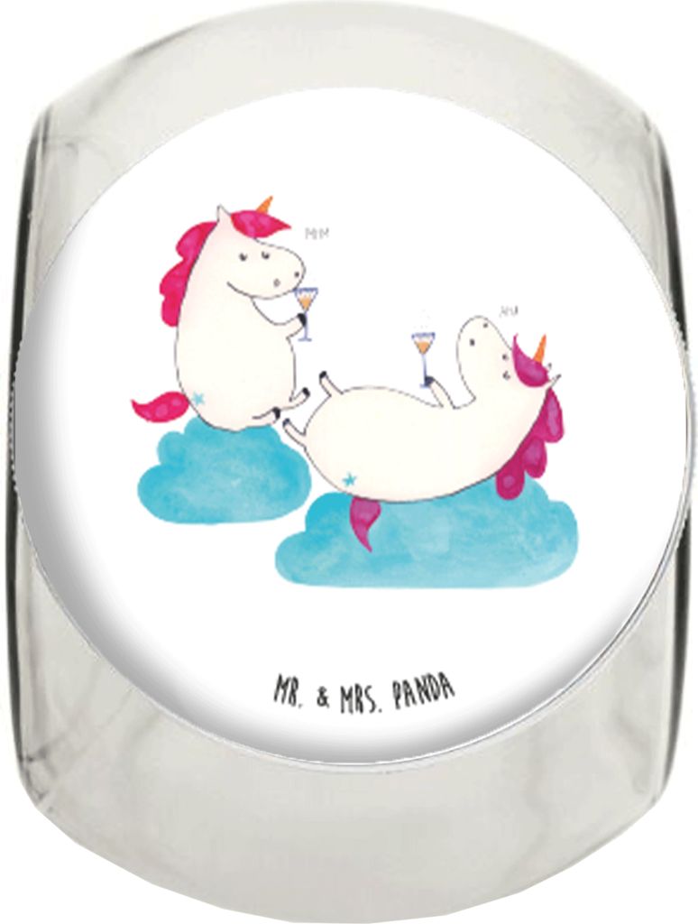 Mr. & Mrs. Panda Teedose Einhorn Sekt L 870ml - Weiß - Geschenk, Kaffeedose, Unicorn, Spaß, Vorratsglas, Vorratsbehälter, Freundin, Einhörner, ...