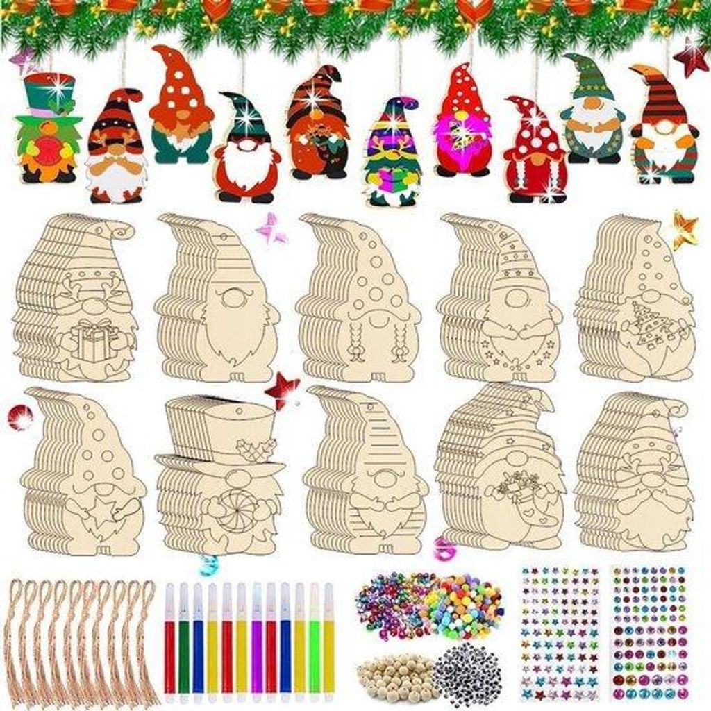 Weihnachtsholzhänger Malset für Kinder 376 Teile