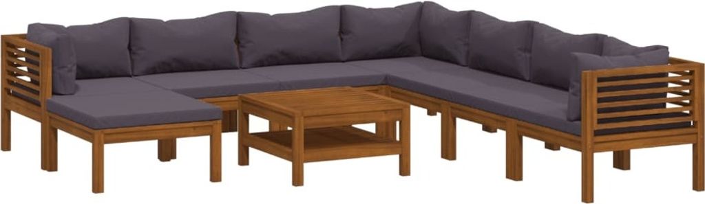 vidaXL 9-tlg. Garten-Lounge-Set mit Auflage Massivholz Akazie