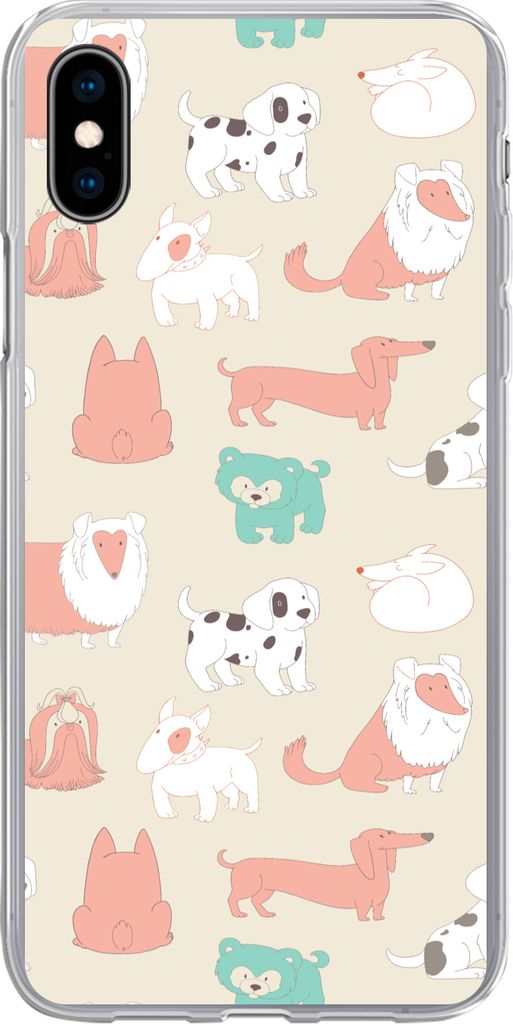 MuchoWow Handyhülle Schutzhülle Hülle für Telefoonhoesje iPhone Xs Muster - Hund - Welpe - Jungen - Mädchen - Kinder - Kinder Silikon Softca...