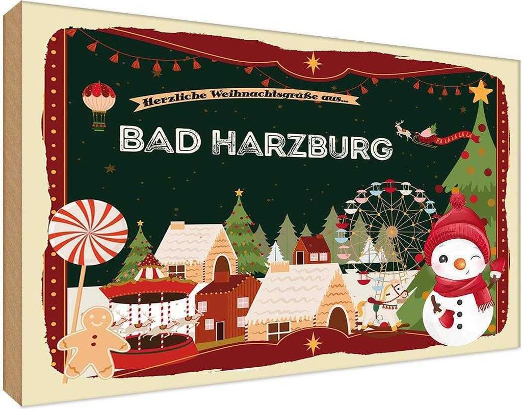 vianmo Holzschild 20x30 cm Weihnachten aus BAD HARZBURG