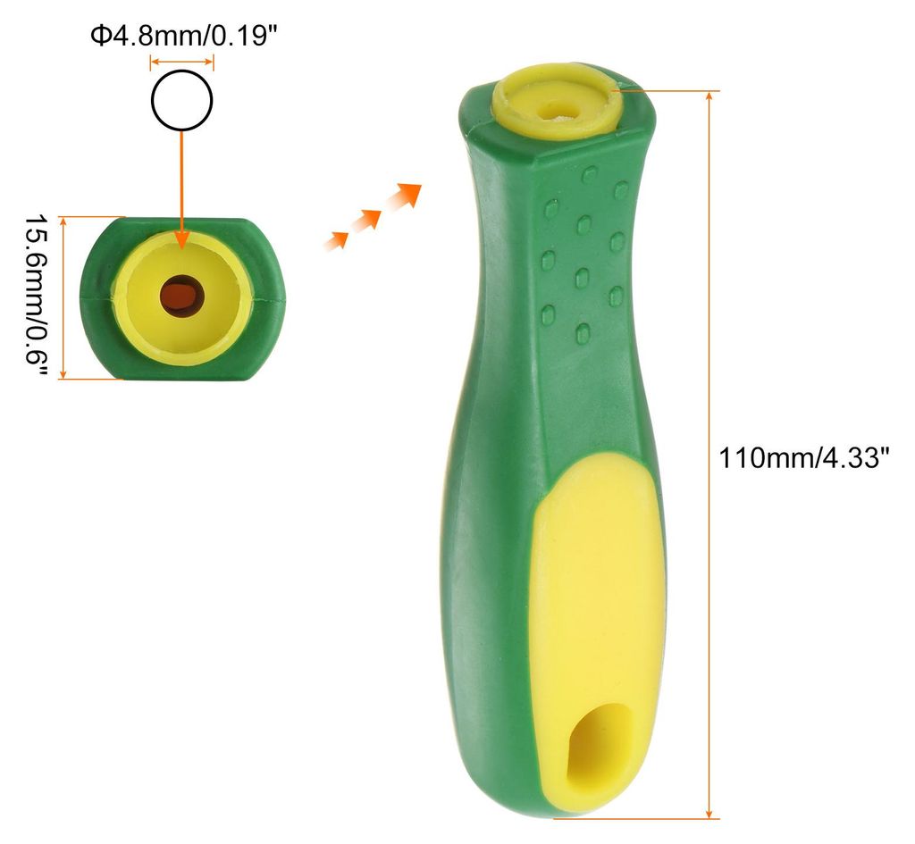 3 Stš¹ck Feilenheft Gummi 110mm L?nge 4,8mm Rundloch Ergonomische Feilengriff fš¹r 6" Runde, dreieckige und quadratische Metallfeilen