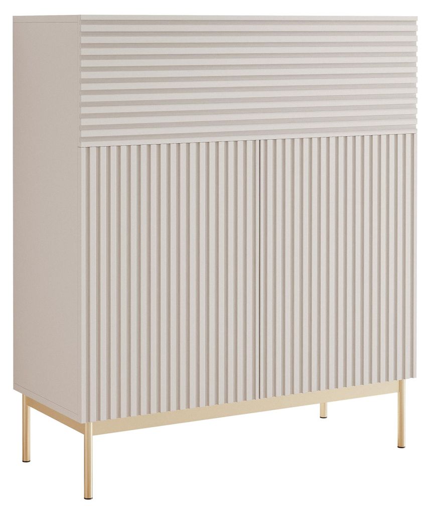 Selsey Linearis - Highboard mit 2 Türen, Klappfach und LED, Produktbild 