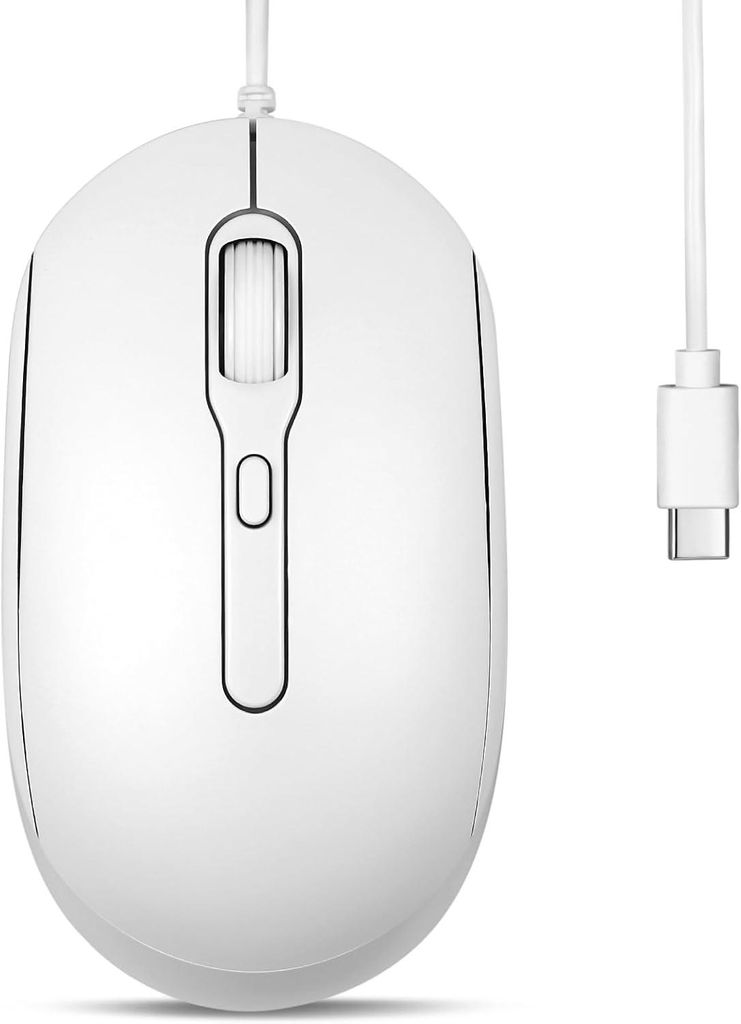 Kabelgebundene Optische Maus PERIMICE-222, Leiser Klick, Verstellbare DPI 1200/1600/2000, 1,8 m Kabel, Beidhändig, Kompatibel mit PC, Laptop, Tablet