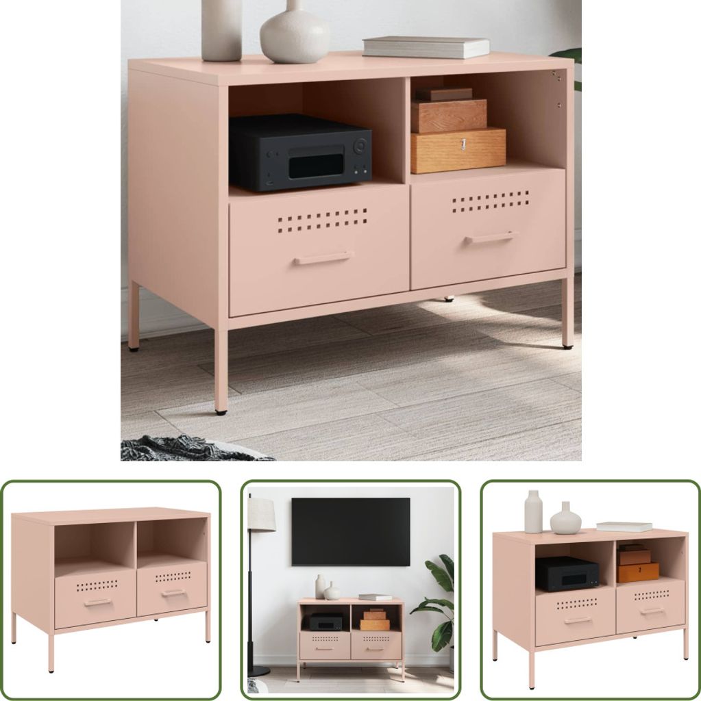 The Living Store TV-Schrank Rosa 68x39x50,5 cm Kaltgewalzter Stahl