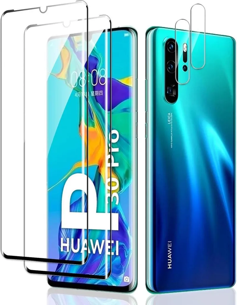 Film Protection Huawei P30 Pro Verre Trempé 3D avec Protection Caméra x2