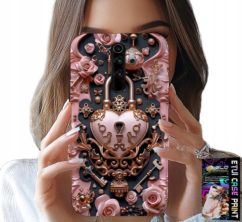 Hülle Für Xiaomi Note 8 Pro - Feminine, Modische Designs, Vorhängeschloss Herz Rose