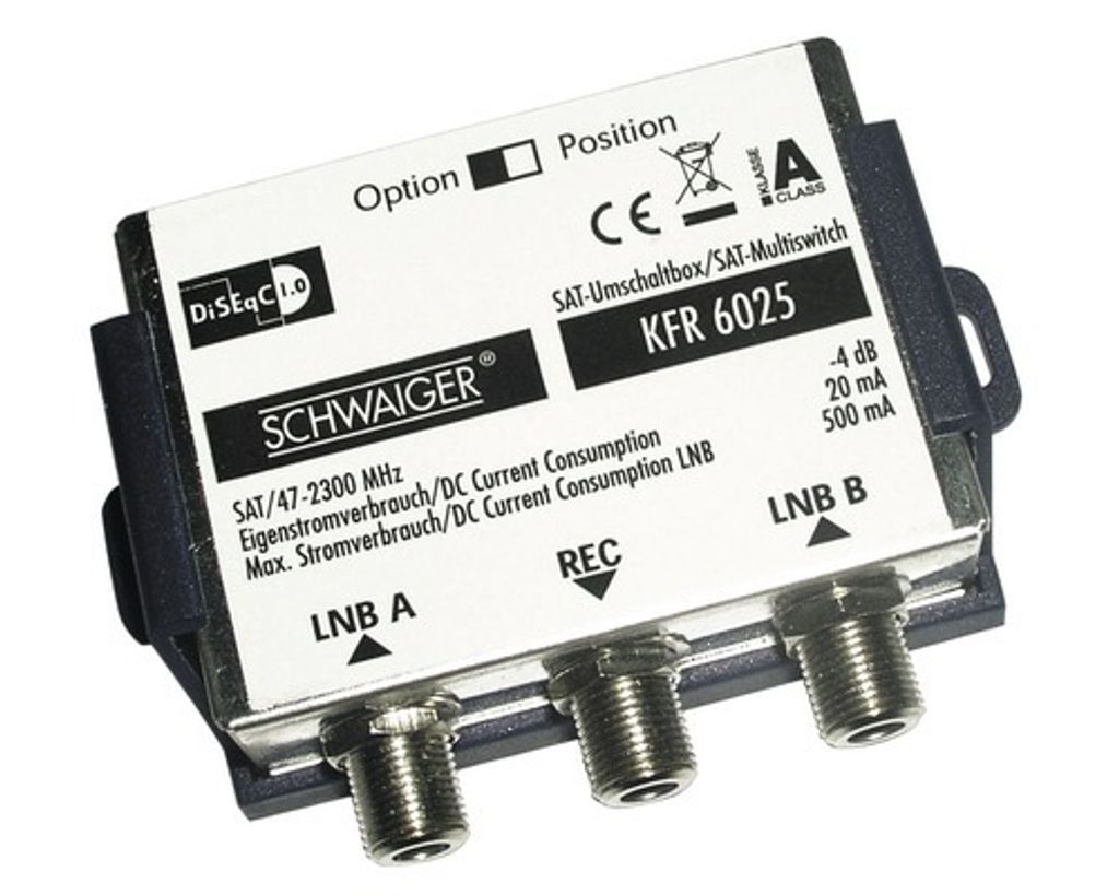 Schwaiger KFR6025531, 2 Eingänge, 1 Ausgänge, 950 - 2300 Produktbild 