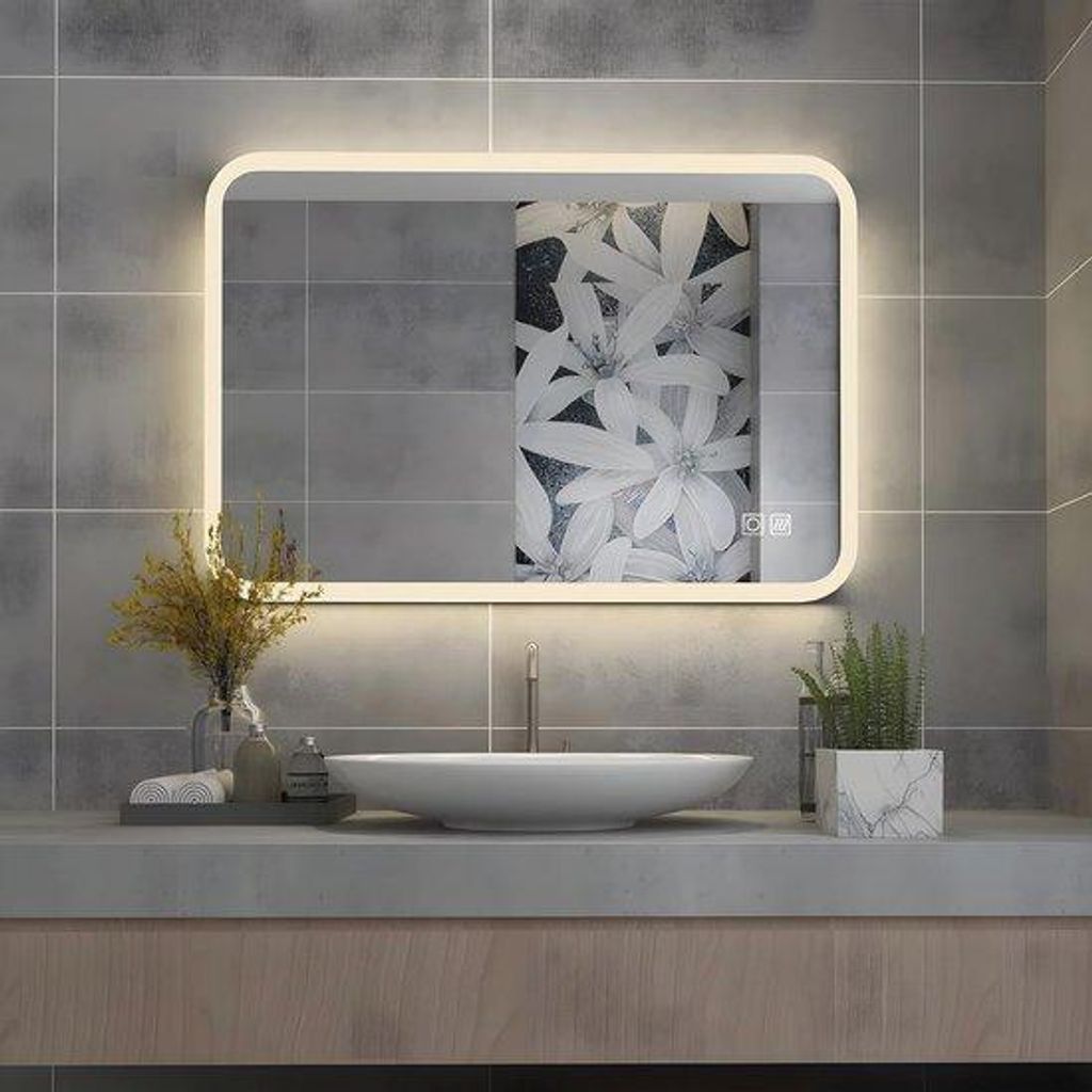 LED-Badkamerspiegel 100 x 60 cm mit Touch-Schalter und Anti-Condens-Schutz