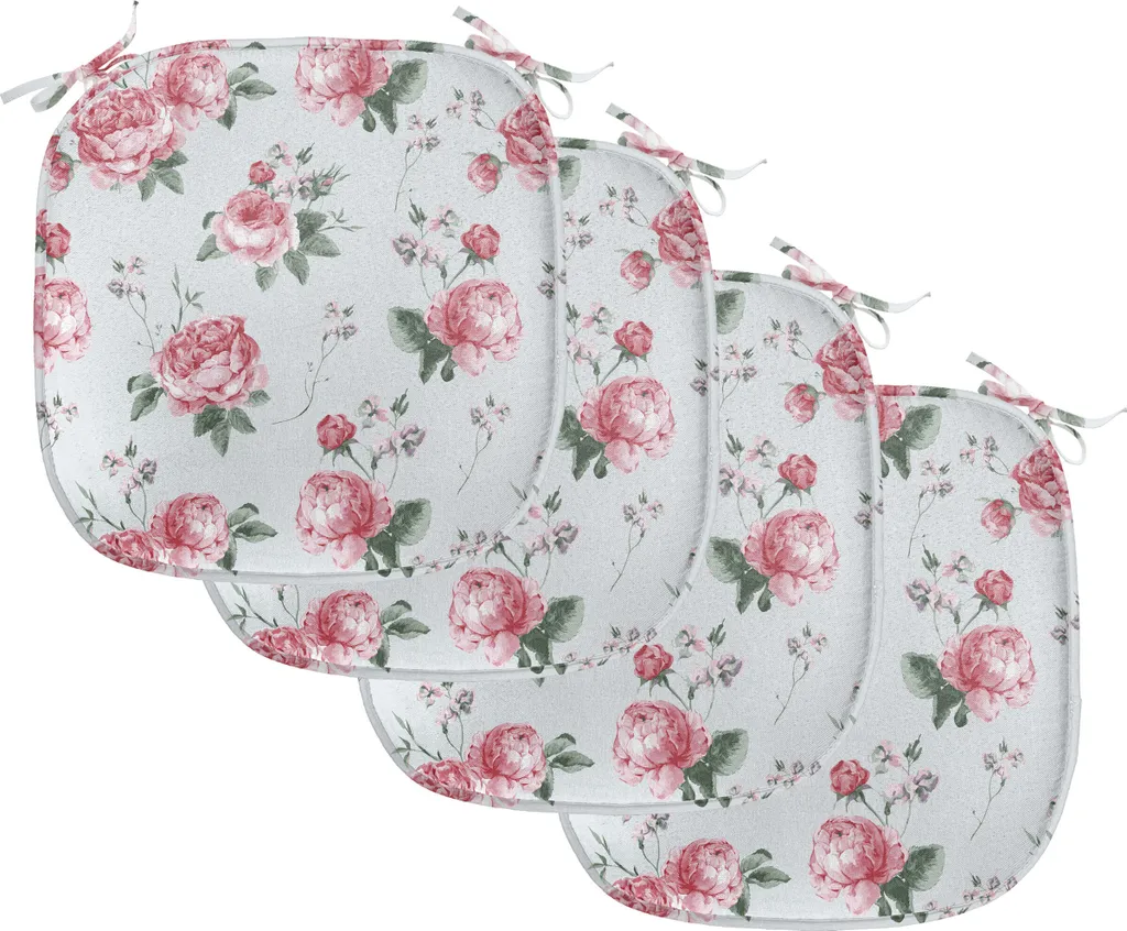 Galettes de chaise imperméables 40x40 cm, lot de 4 assises motif floral