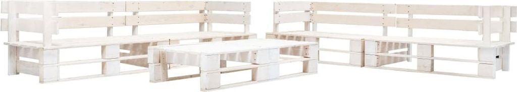 Möbel 6-tlg. Paletten-Lounge-Set Holz Weiß - Gartenmöbelgarnituren 277403