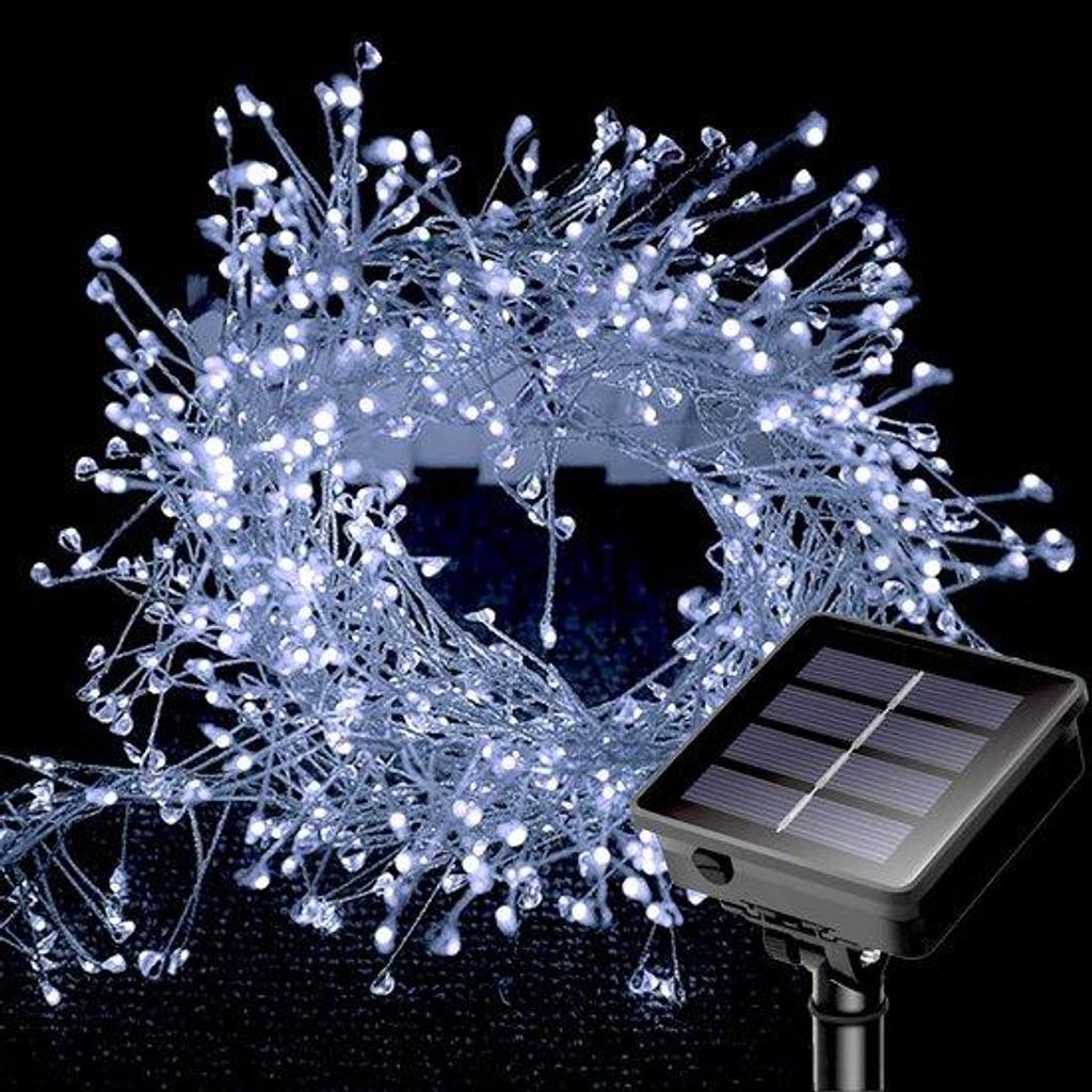 LED-Lichtschnüre mit Solarbetrieb, 6 Meter Länge, 200 LED-Lampen, 8 Einstellungen, wasserdichtes Kupferkabel, Mini-Lichtschnüre in Form von Feue...