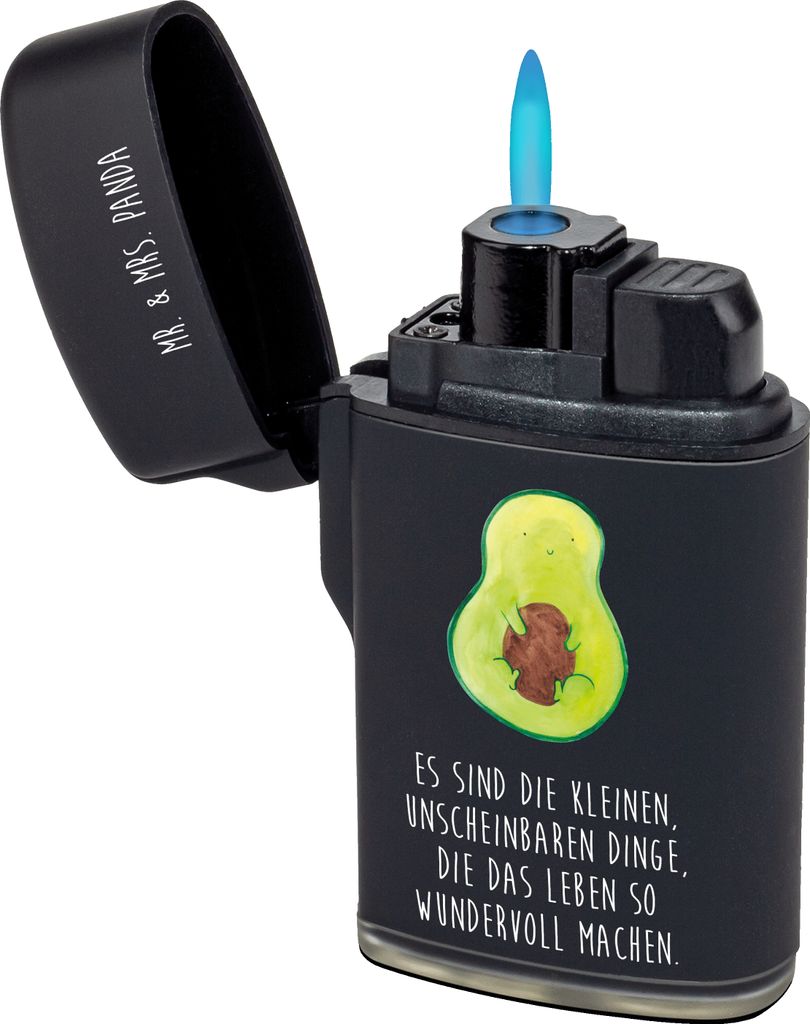 Mr. & Mrs. Panda Feuerzeug Avocado Kern - Schwarz - Geschenk, Frucht, Liebe, sturmfeuerzeug, zigarettenanzünder, Feuerzeuge, Baby, Gasfeuerzeug, g...