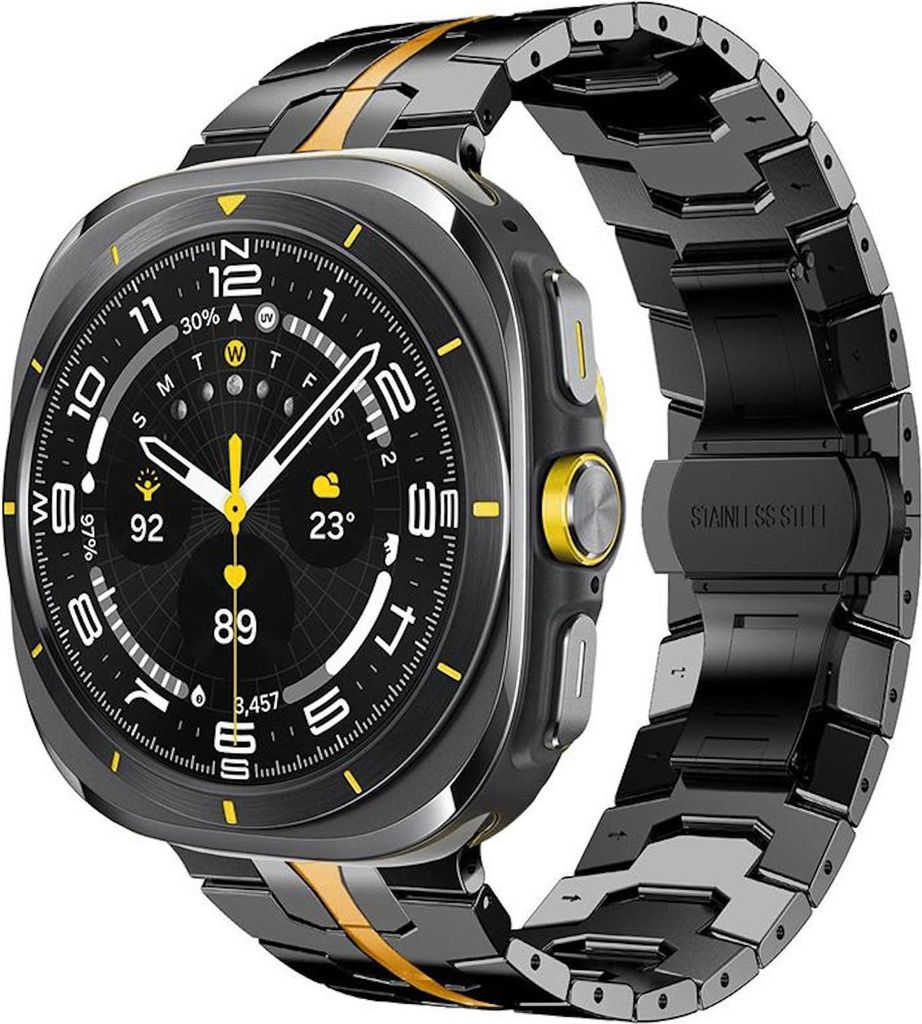 Für Samsung Galaxy Watch 8 / 8 Classic xDfind Edelstahl Armband mit Butterfly-Schließe Schwarz / Gold