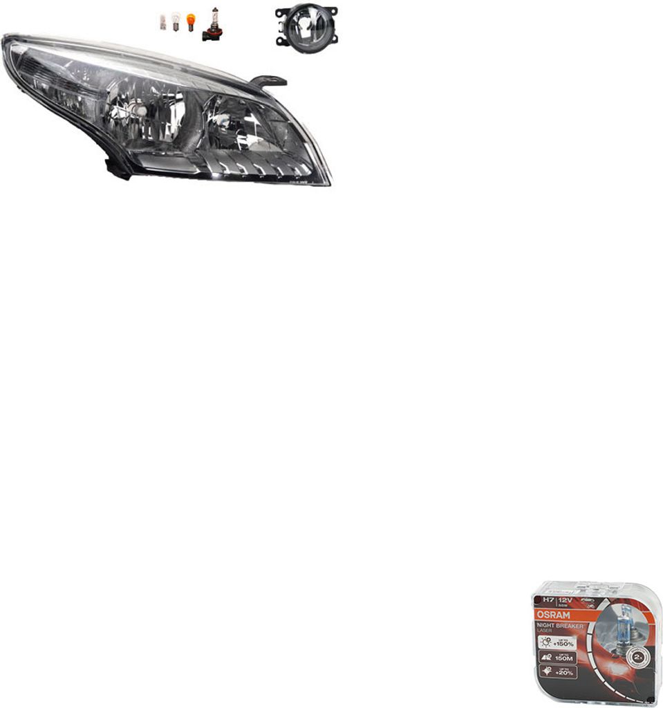 Johns, Scheinwerfer + Osram Night Breaker Laser passend für Renault Megane III 08-12R 260108719R 8200074008 6202E1 00006202E1 6710027 0000620639 6...
