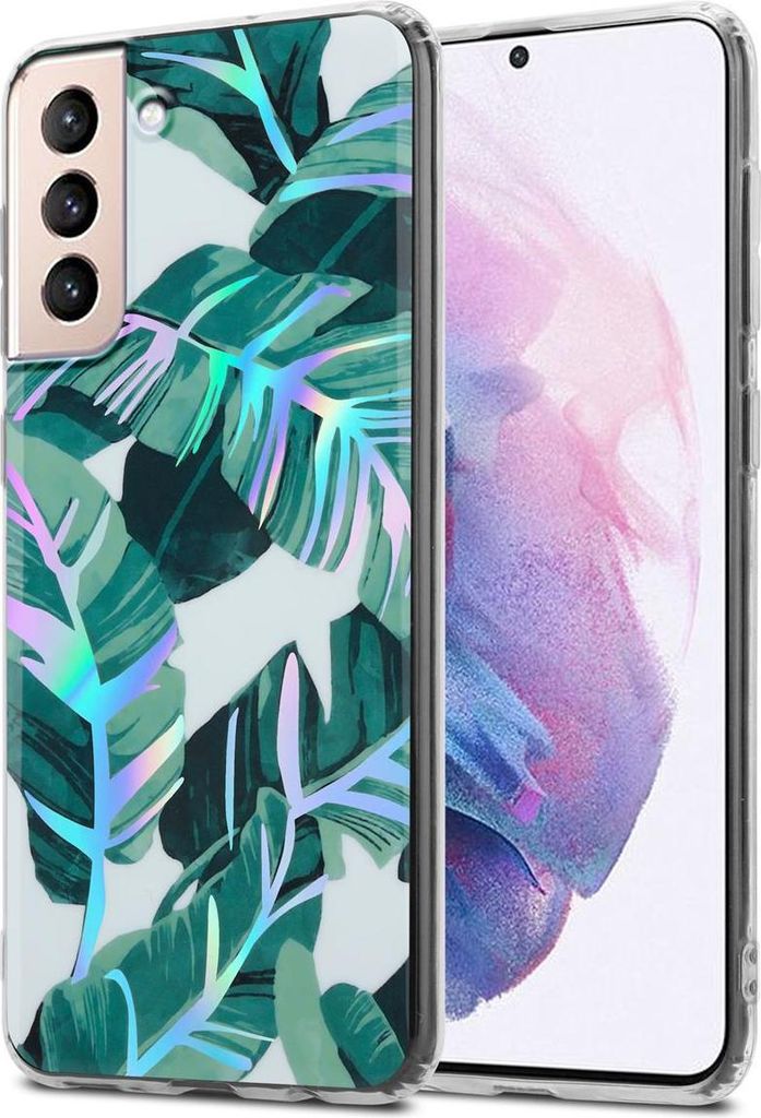 Cadorabo Hülle für Samsung Galaxy S21 PLUS Schutz Hülle mit Weiß TPU Etui Blumen Flower Cover Case