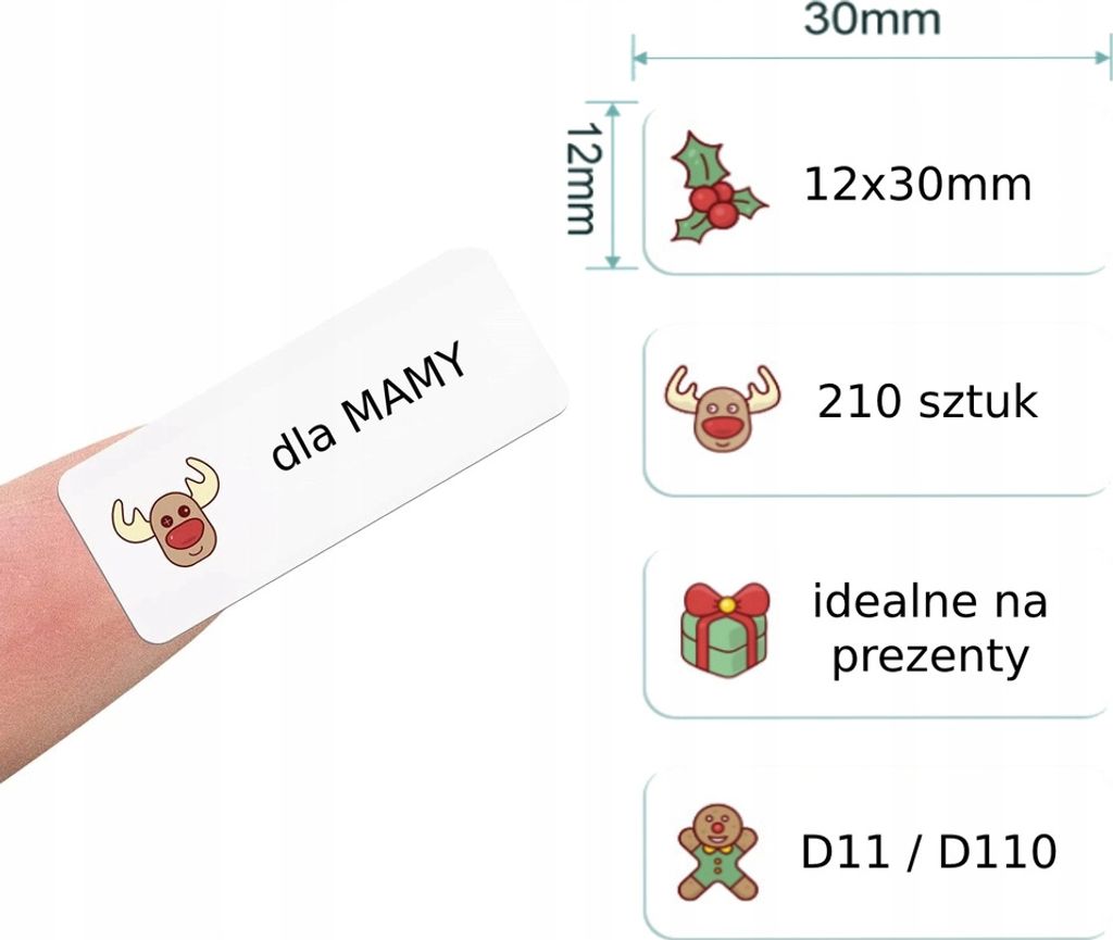EDIBAZZAR | NIIMBOT Etiketten 12x30mm GESCHENKE 210 Stück für Dekoration und Verpackung