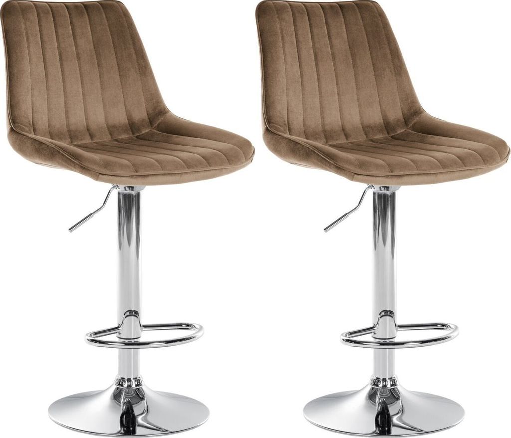 2er Set Barhocker Toni Samt chrom braun