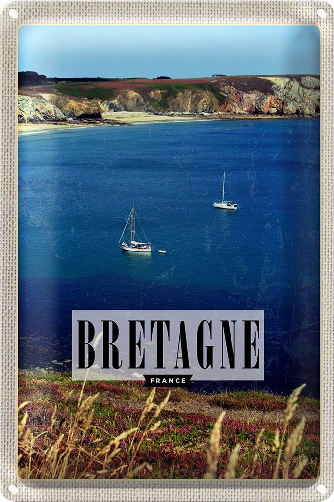 Blechschild Reise 20x30cm Bretagne France Urlaub Poster