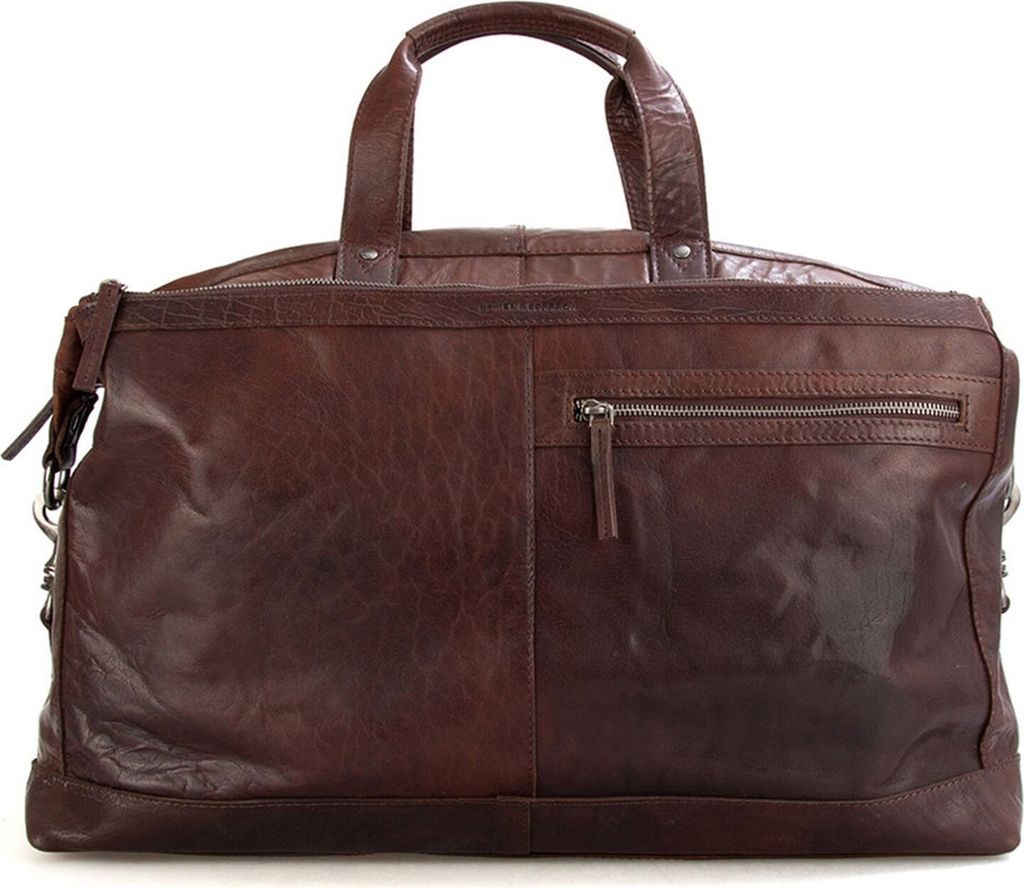 SPIKES & SPARROW Leder Reisetasche Schultertasche Bronco Weekender Dark Brown dunkelbraun