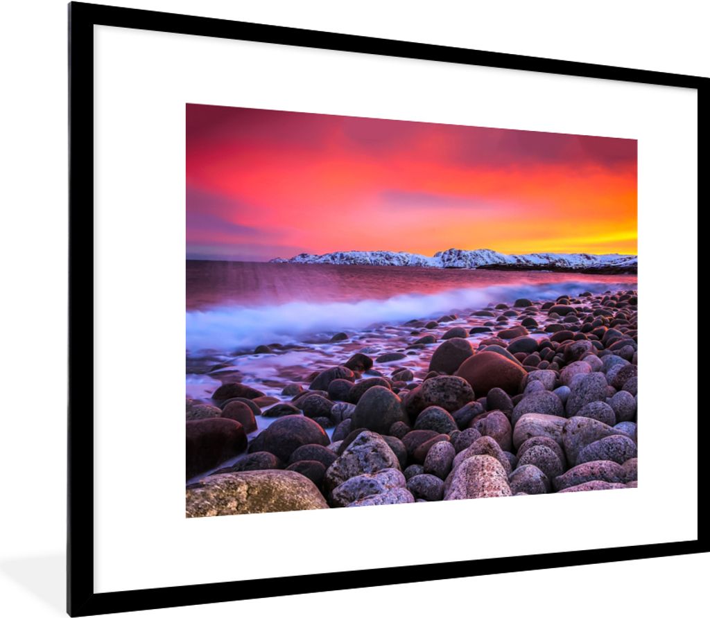 MuchoWow® Gerahmtes Poster Sonne - Steine - Schnee - Produktbild 