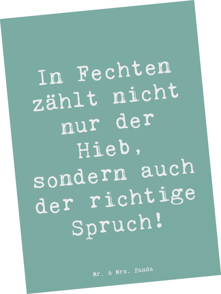 Mr. & Mrs. Panda Postkarte Spruch Fechten Spruch - Meeresbrise - Geschenk, Teamsport, Degen, Sprüche, Sportler Geschenke, Ansichtskarten, Postkart...