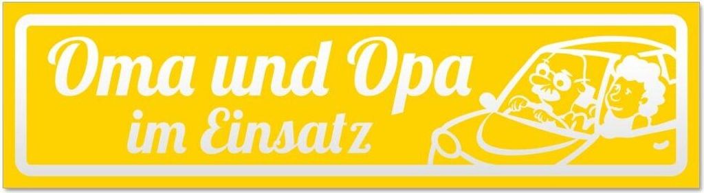 Kiwistar - Autoaufkleber - Gelb - 30 x 8 cm - Oma und Opa im Einsatz V2 invertiert - Hinweis Aufkleber Sticker für Auto, Kfz, Fahrrad, PKW, LKW