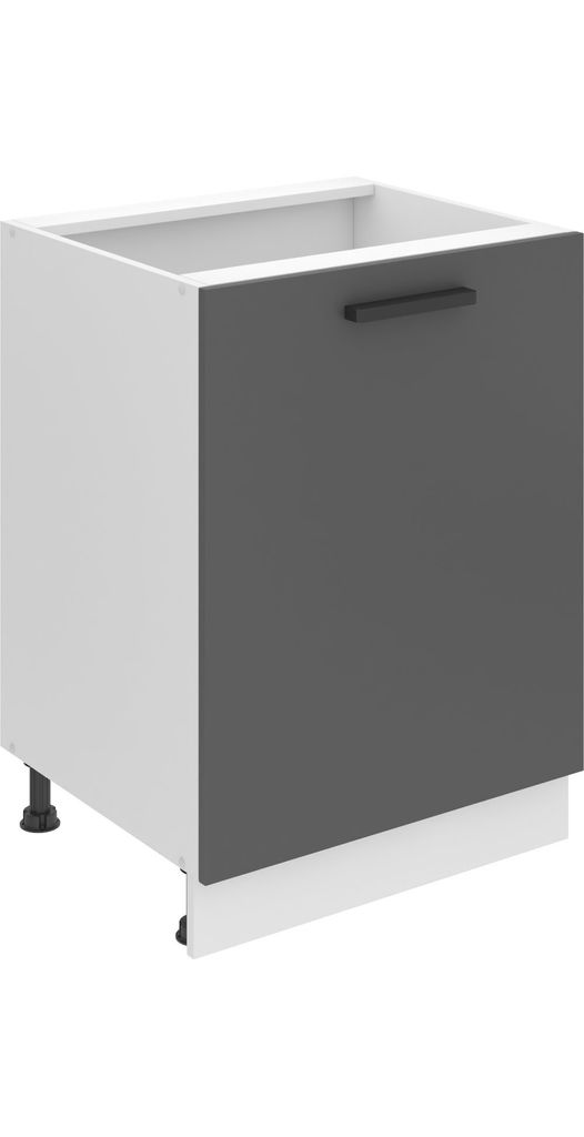 Belini Unterschrank Küche, Küchenunterschrank 60 cm Breite. SD Küchenunterschrank ohne Arbeitsplatte. Küchenschrank mit 1 Tür, Silber matt