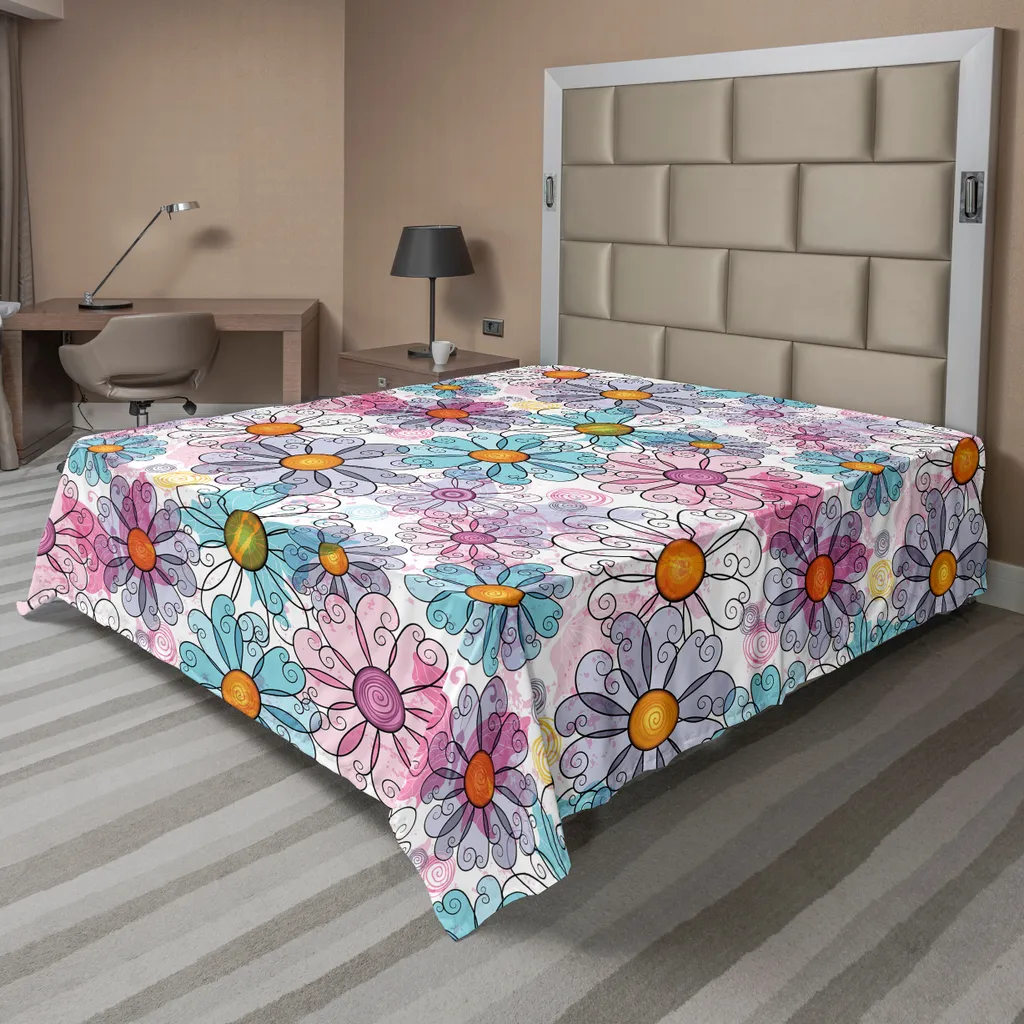 Drap de lit doux anti-ternissement - Motif floral bohème grand format