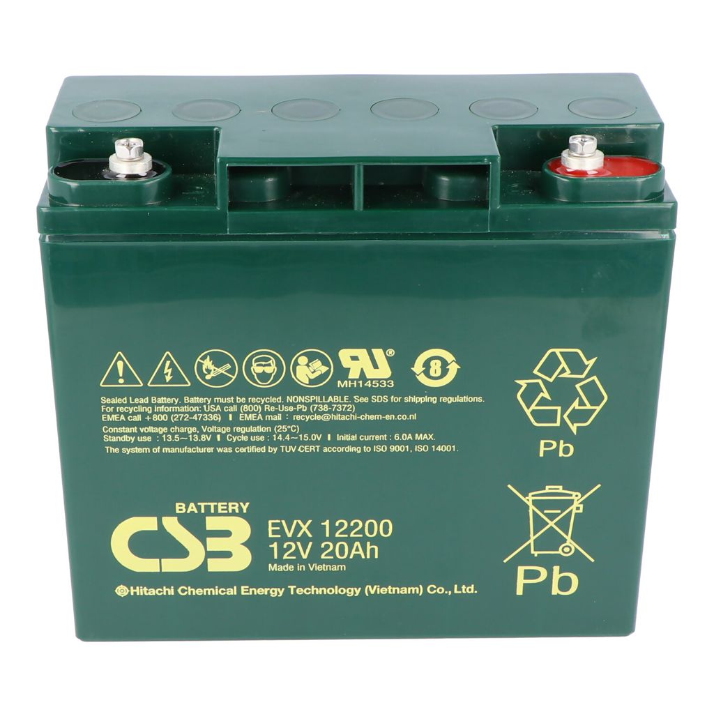 CSB-EVX12200, 12V loodaccu AGM, 20Ah, afmetingen Productafbeelding 