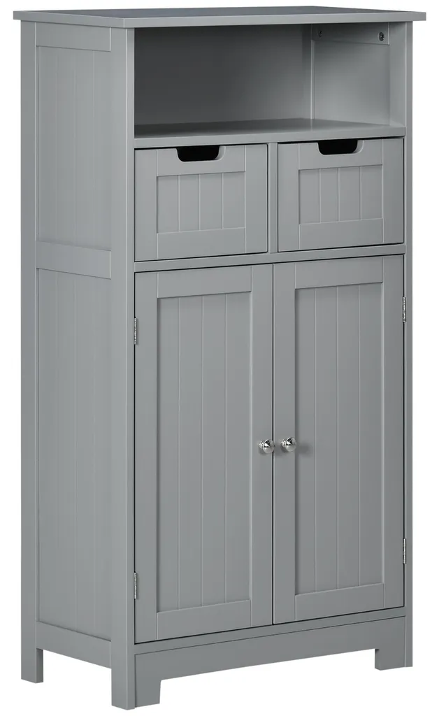 Petit meuble de rangement gris pour salle de bain étroite 60 x 30 cm