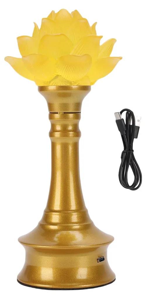 Lampe LED Fleur en Résine et Métal USB Rechargeable - Veilleuse L 25cm