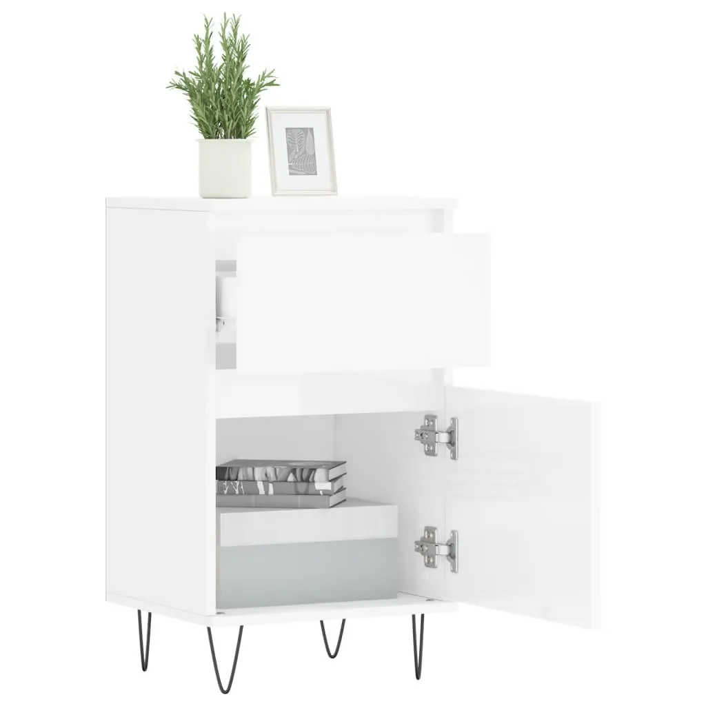 Buffet Blanc Brillant Design Moderne 40x35x70 cm Bois Composite 2 pcs - 5