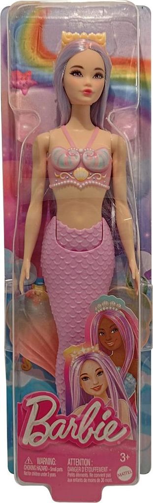 Lalka Barbie syrenka z ruchomą płetwą ogonową, muszlowym Zdjęcie produktu 