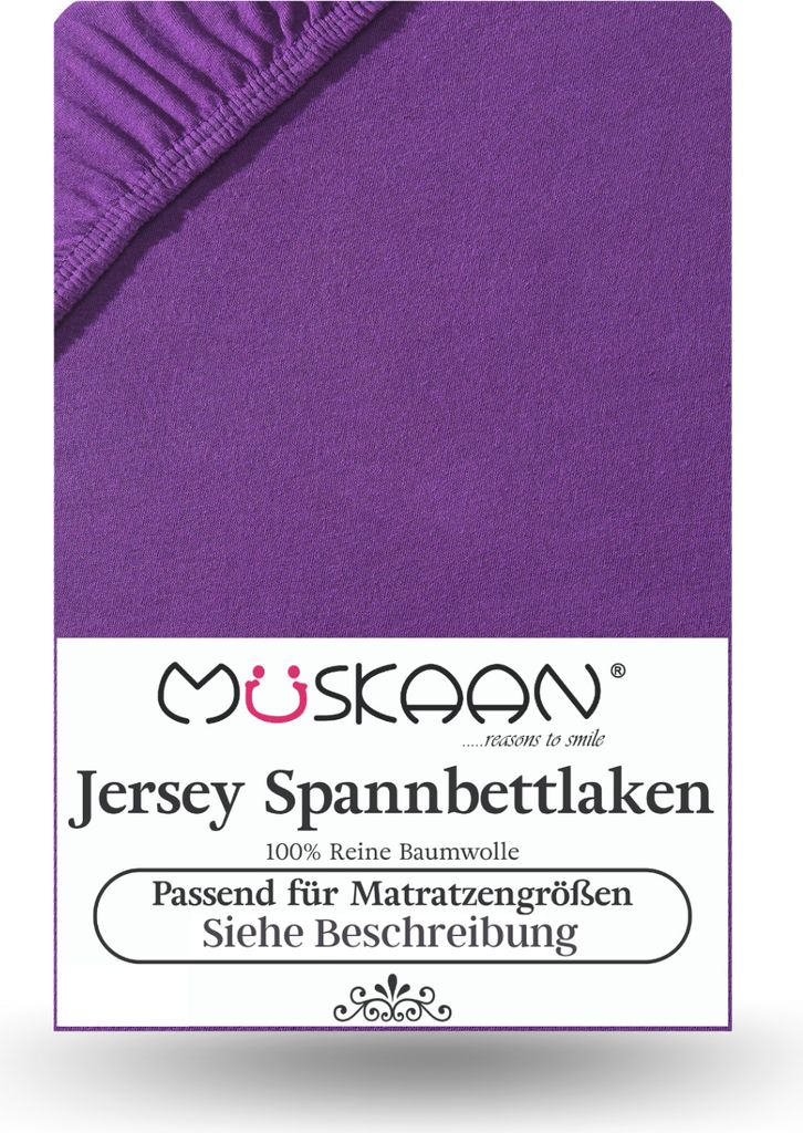 Jersey Spannbettlaken 90x200 cm - 100x200 cm Aubergine / Produktbild 
