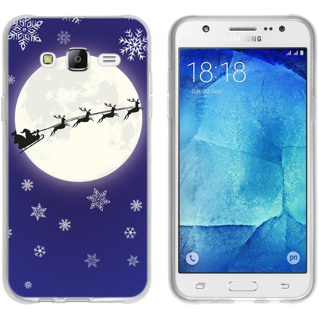 PhoneNatic Case kompatibel mit Samsung Galaxy J5 (2015 - J500) Silikon-Hülle X Mas Weihnachten Santa - Snowflakes M4