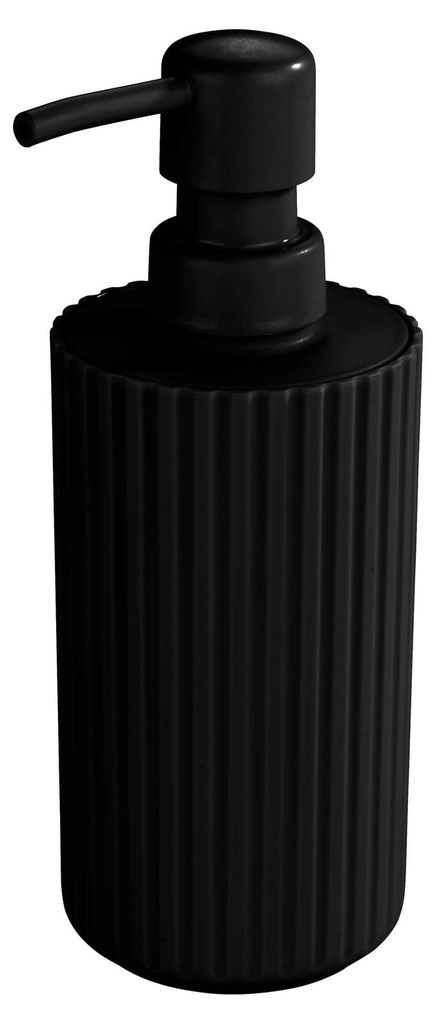 Minas Seifenspender, nachfüllbarer Spender für bis zu 280 ml Flüssigseife, aus Kunststoff, Ø 7 x 18 cm, schwarz