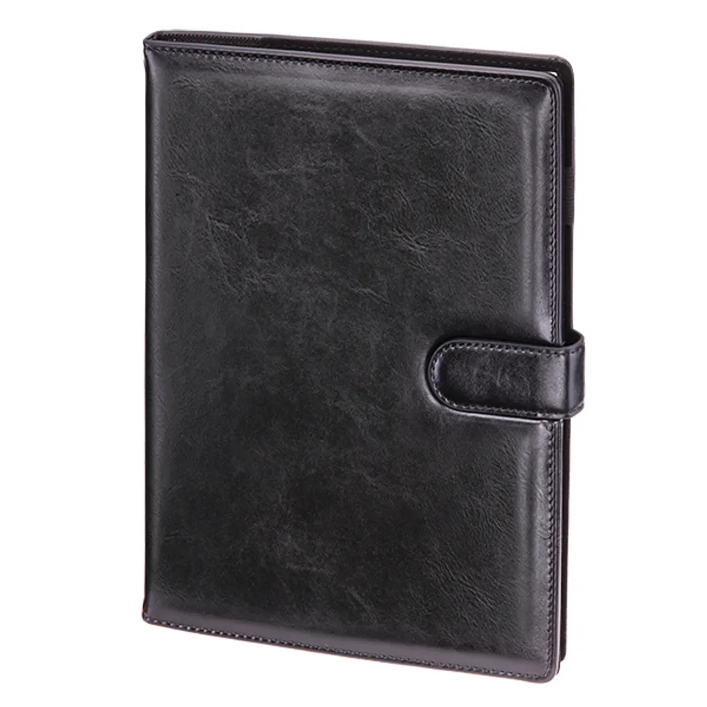 Carnet A4 noir premium à fermeture magnétique et grille de notes Genoa