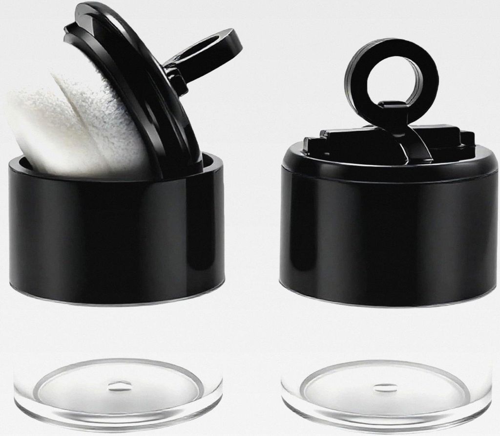 2 x Kunststoff-Puderbehälter für lose Puder, rundes Gesicht, mit Deckel, Spiegel und Schwammquaste, tragbares Make-up-Glas, DIY, Kosmetik-Aufbewa...