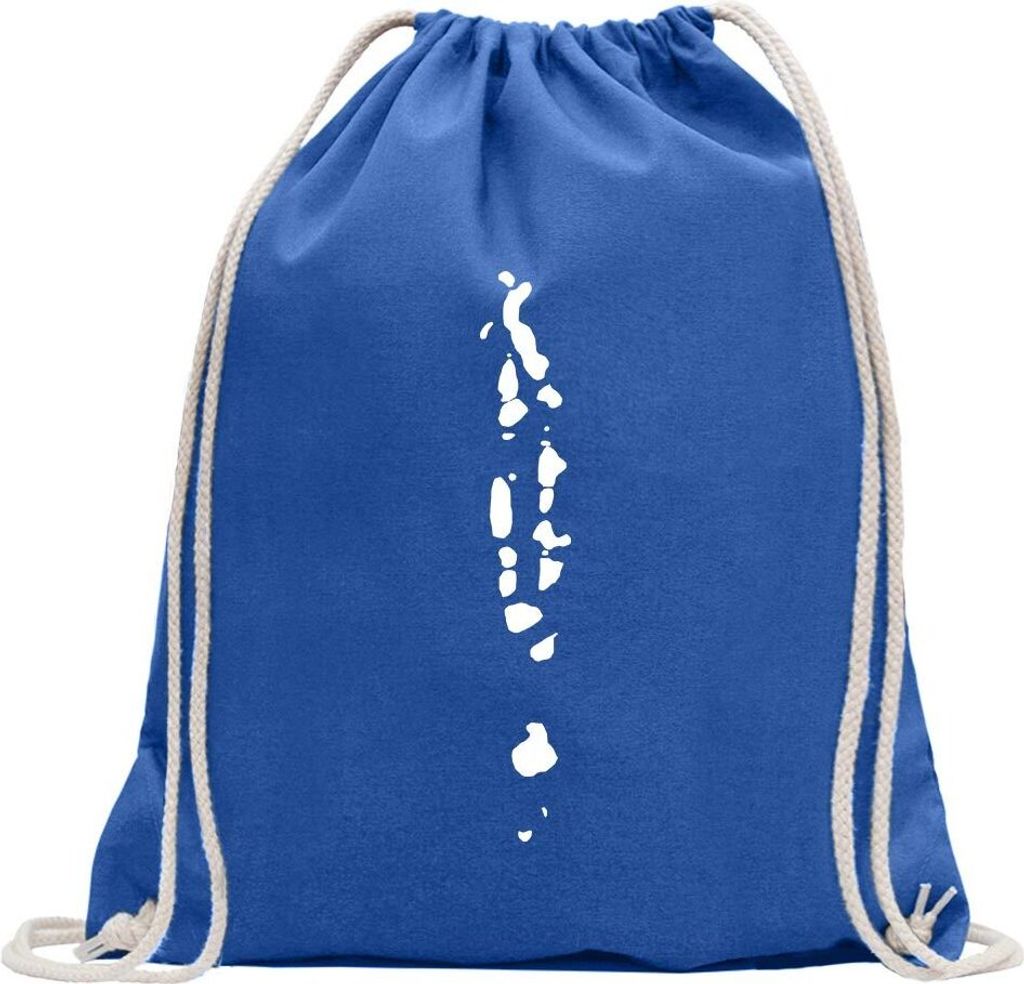 Kiwistar - Turnbeutel - royal - Malediven Umriss Kontur - Fun Rucksack Sport Beutel Gymsack Baumwolle mit Ziehgurt