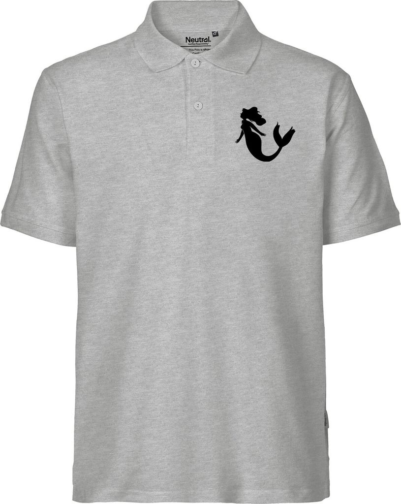 Huuraa Herren Polo Shirt Meerjungfrau Silhouette XXL Sport Grey Bio Baumwolle Fairtrade Poloshirt Geschenkidee